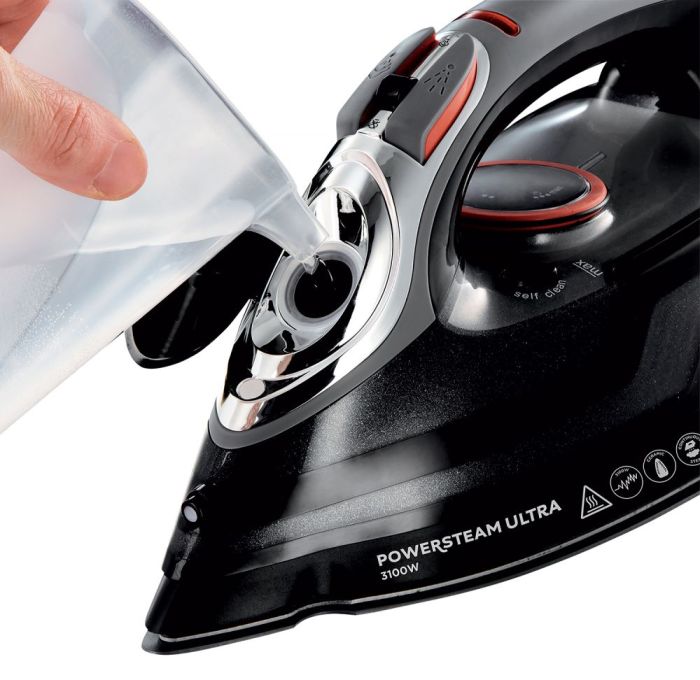 Утюг Russell Hobbs Power Steam Ultra, 3100Вт, 350мл, паровой удар -210гр, постоянный пар - 45гр, керам. подошва, серый