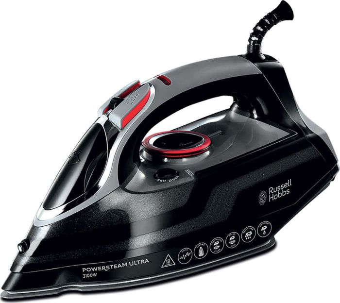 Утюг Russell Hobbs Power Steam Ultra, 3100Вт, 350мл, паровой удар -210гр, постоянный пар - 45гр, керам. подошва, серый