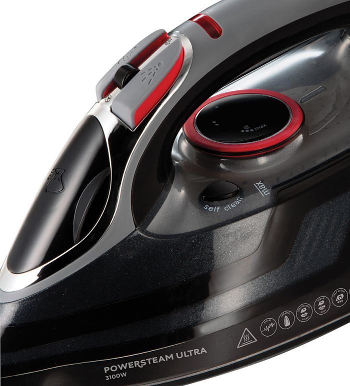 Утюг Russell Hobbs Power Steam Ultra, 3100Вт, 350мл, паровой удар -210гр, постоянный пар - 45гр, керам. подошва, серый