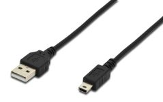 Кабель DIGITUS USB 2.0 (AM/mini B 5pin) 1.8м, чорний