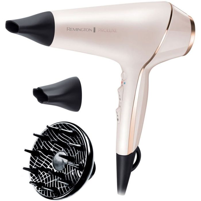 Фен Remington ProLuxe AC motor, 2400Вт, 3 режими, дифузор, іоніз-я, хол. обдув, рожевий