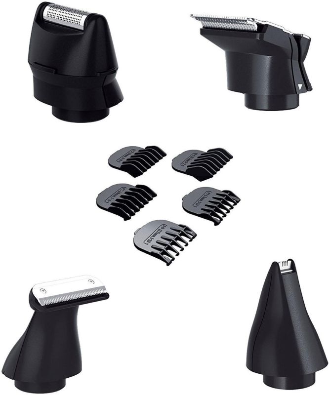 Набір для стрижки Remington Groom Kit, для бороди, вусів, голови і носа, акум., насадок-10, титан.напил., чорний