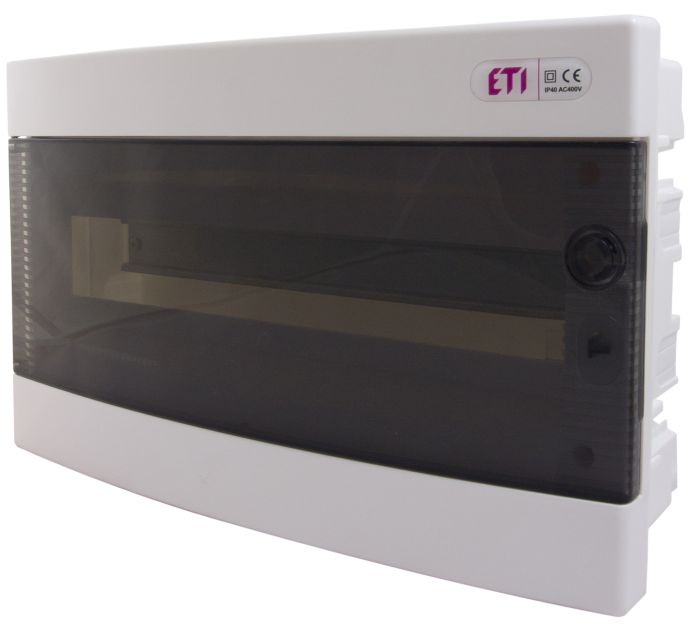 Щит розподільчий ETI, ECM18PT (18 модулів, прозорі дверцята)