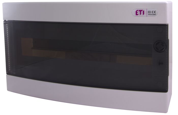 Щит зовнішній розподільчий ETI, ECT 18PT (18 модулів, прозорі дверцята)