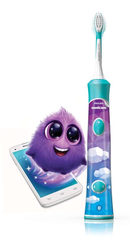 Щетка зубная электр. Philips Sonicare For Kids для детей , 62т. колеб/мин, насадок-2, Bluetooth, голубой