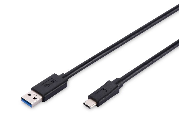 Кабель DIGITUS USB-C > USB-A заряджання/синхронізації, Type-C, 1м, чорний