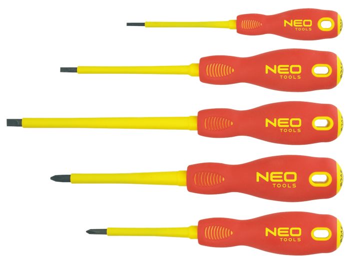 Отвертки Neo Tools, набор 5шт, диэлектрическая, SL,PH, сталь CrMo