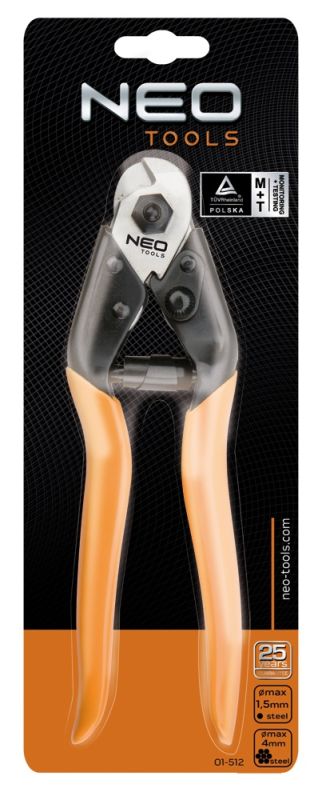 Ножницы Neo Tools для резки арматуры и стального троса, CrV, 190мм