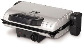 Гриль Tefal прижимной MinuteGrill 1600Вт, темп. режимов-3, съёмные пластины, раскрытие на 180°, металл
