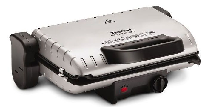 Гриль Tefal прижимной MinuteGrill 1600Вт, темп. режимов-3, съёмные пластины, раскрытие на 180°, металл