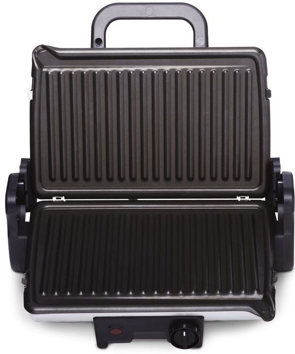 Гриль Tefal прижимной MinuteGrill 1600Вт, темп. режимов-3, съёмные пластины, раскрытие на 180°, металл