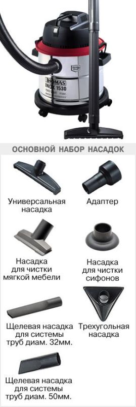 Пылесос Thomas моющий INOX 1530 PRO, 1500Вт, вода -30л, Aquafilter, серый