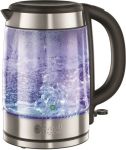 Электрочайник Russell Hobbs Glass, 1.7л, стекло, подсветка, серебристо-черный