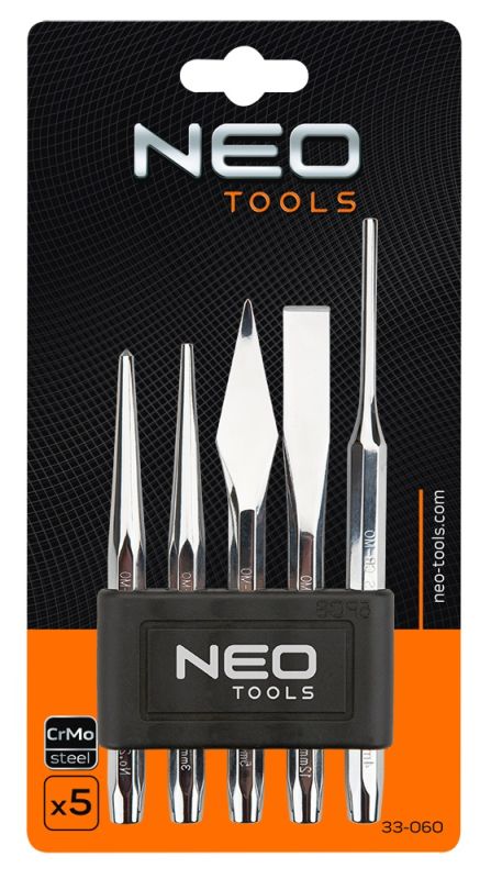Пробійник і керн Neo Tools, (зубил і доліт), набір 5шт