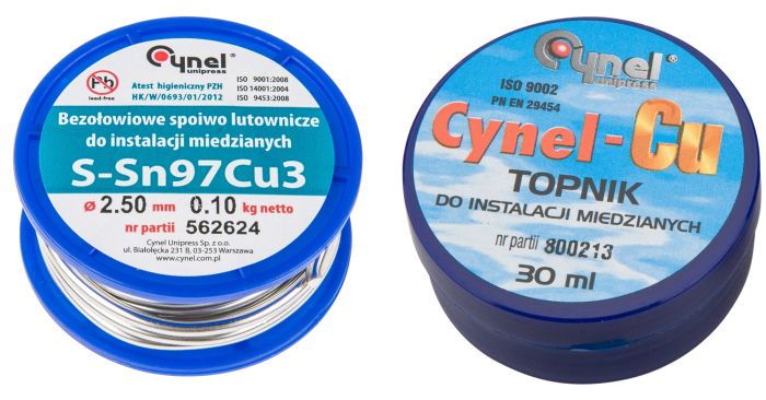 Набір для паяння мідних систем TOPEX припій 2.5ммх100г Sn97Cu3 флюс 30мл