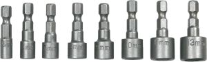 Головки торцеві TOPEX, набір 8шт, 1/4", 5-13мм, CrV