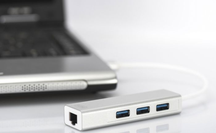 Хаб DIGITUS USB-A > 3xUSB-A/RJ45