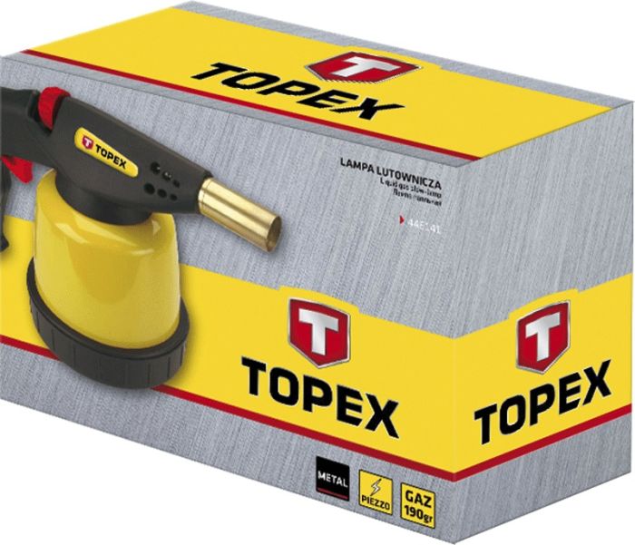 Лампа паяльная газовая TOPEX, 1350°C, 1.9кВт, пьезоподжиг, регулировка пламени