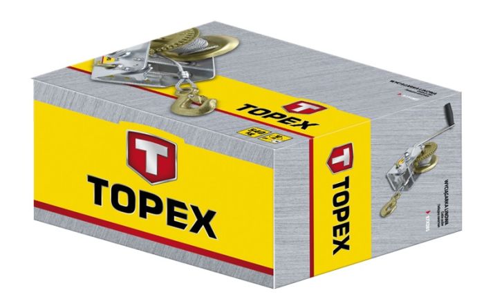 Лебідка канатна TOPEX, з храповим гальмом, до 0.55 т, трос 4.5ммх10м, вага 3.75 кг