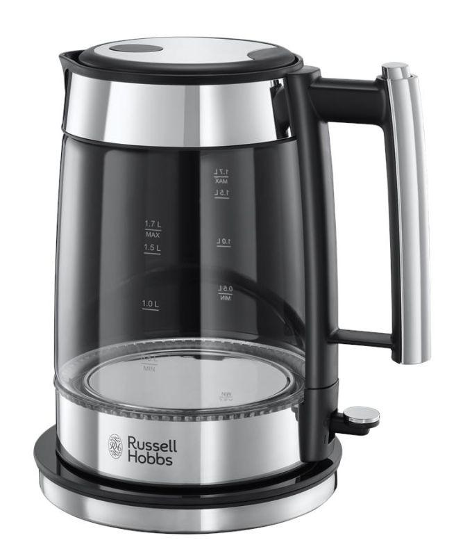 Электрочайник Russell Hobbs Elegance, 1.7л, стекло , серебристо-черный