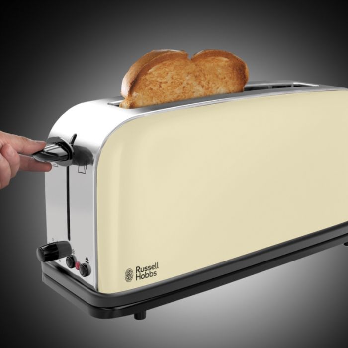 Тостер Russell Hobbs Classic 1100Вт, длинные слоты, металл, бежевый