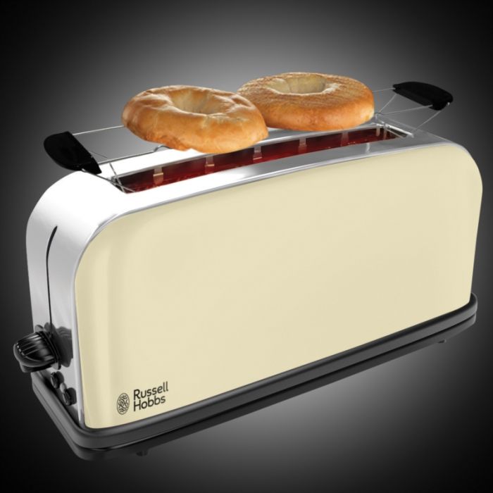 Тостер Russell Hobbs Classic 1100Вт, длинные слоты, металл, бежевый