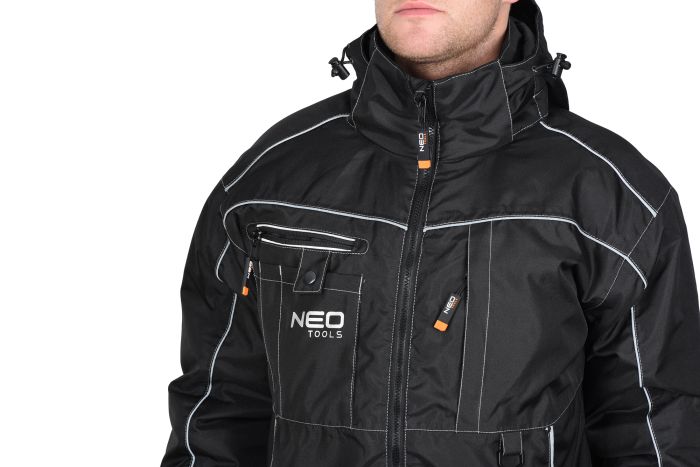 Куртка робоча Neo Tools Oxford Warm, зимова, утеплена, водостійка, світловідбивні елементи, S(48), чорний