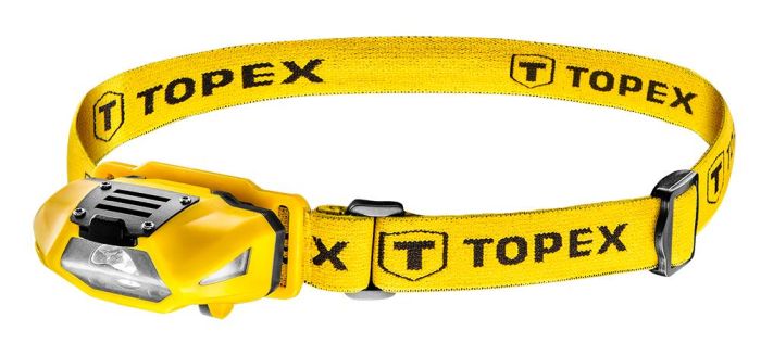 Фонарь налобный на батарейках TOPEX, AAx1, 70лм, 4 функции освещения, 1 белый и 2 красных светодиода, 46г