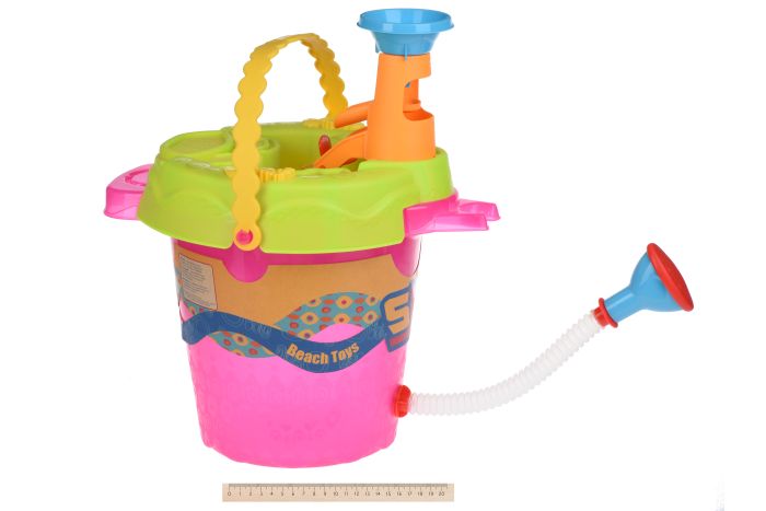 Набор для игры с песком Same Toy Ведерко 6ед, розовое