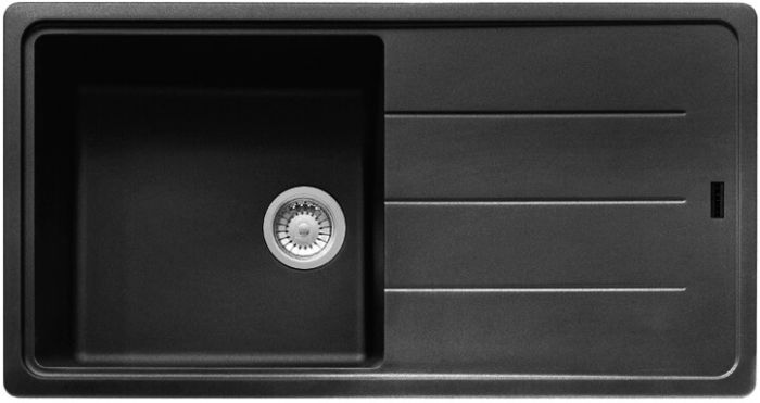 Мойка кухонная Franke Basis, фрагранит, прямоуг., с крылом, 970х500х200мм, чаша- 1, накладная, BFG 611-97, оникс