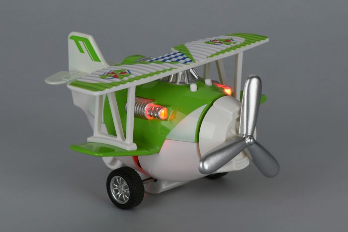 Самолет металический инерционный Same Toy Aircraft свет, музыка, зеленый