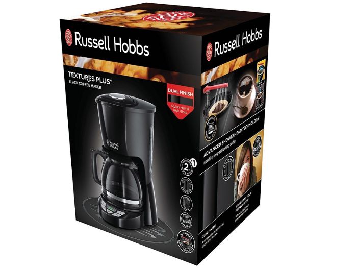 Кофеварка Russell Hobbs капельная Textures Plus 1.25л, молотый, черный