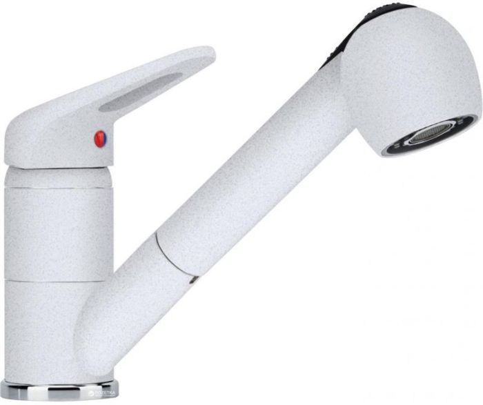 Змішувач для кухні Franke Novara Plus, довж.виливу - 195мм, витяжний, 1важіль, білий