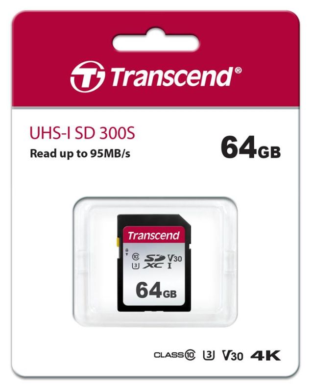 Карта памяти Transcend SD  64GB C10 UHS-I  R100/W20MB/s