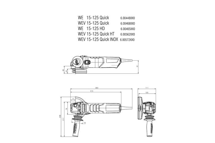 Шліфмашина кутова Metabo WEV 15-125 Quick 125мм 1550Вт 2800-11000об/хв 2.5кг