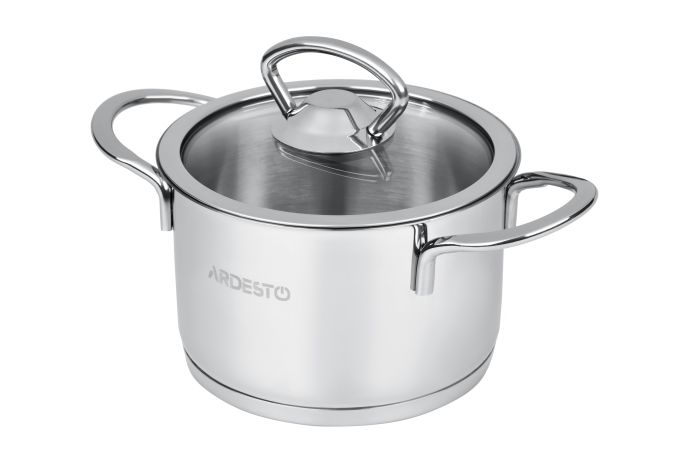 Каструля зі скляною кришкою Ardesto Luna,0.9л, нержавіюча сталь