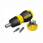 Викрутка Stanley Multibit Stubby, набір 7шт, бітотримач реверсний 1/4", 6 біт, SL,PH,PZ