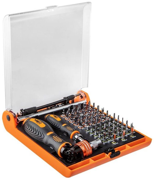 Біти Neo Tools, набір 73шт, бітотримач, 1/4"