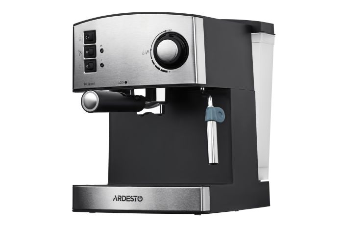 Кофеварка Ardesto рожковая Steel Collection 1.6л, молотый, ручной капучинатор, серебристо-черный