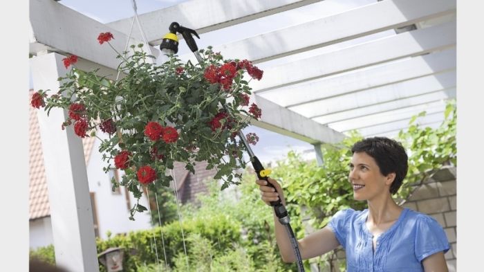 Ороситель ручной Karcher "Plus", Штанга для полива, душ садовый, 6 режимов, поворотное основание
