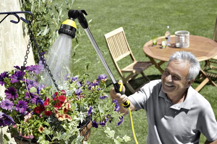 Ороситель ручной Karcher "Plus", Штанга для полива, душ садовый, 6 режимов, поворотное основание