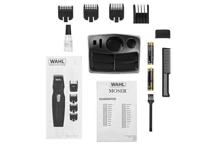 Триммер WAHL Mustache&Beard для бороды и усов, ААx2, в комплекте, роторный мотор, насадок-4, расческа, подскавка, сталь, черный