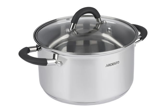 Каструля зі скляною кришкою Ardesto Gemini Salerno, 2.3л, нержавіюча сталь, силікон