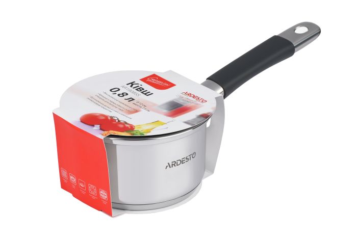 Ковш со стеклянной крышкой Ardesto Gemini Salerno, 1.2л, нержавеющая сталь, силикон