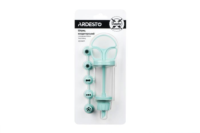 Шприц кондитерский с насадками Ardesto Tasty baking, 19x6.5x4.5см, пластик, голубой
