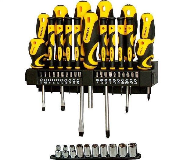 Викрутки Stanley набір 47шт, 20 біт, SL,PH,Torx,H, 10 торцевих головок