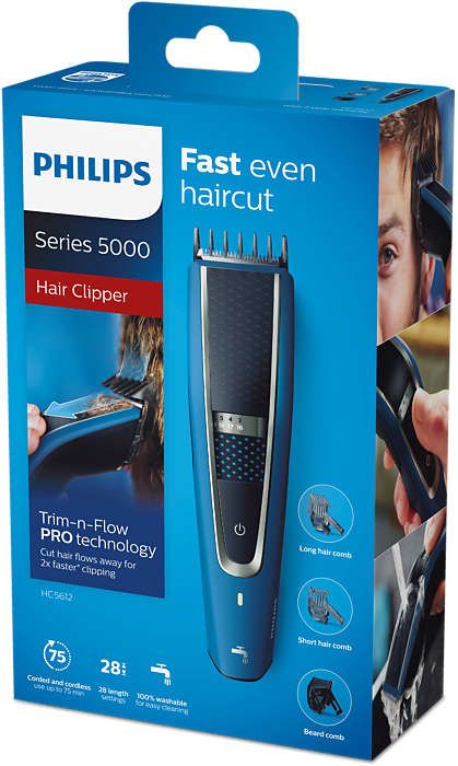 Машинка для стриження  Philips Series 5000, акум., роторний мотор, насадок-3, сталь, чорно-синій
