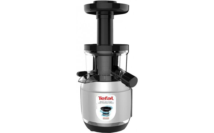 Соковитискач Tefal Juice&Clean шнековий 150Вт, чаша-0.8л, жмих-0.8л, пластик, сріблясто-чорний
