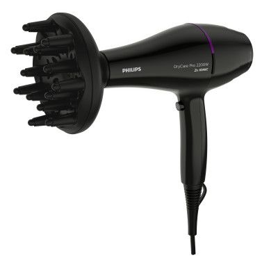 Фен Philips DryCare ACmotor, 2200Вт, 3 режими, дифузор, іоніз-я, хол. обдув, чорний