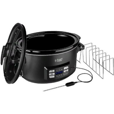 Медленноварка Russell Hobbs SouseVide, 350Вт, чаша-6.5л, электронное управл., 2 щупа, вакуум, нерж. сталь, черный